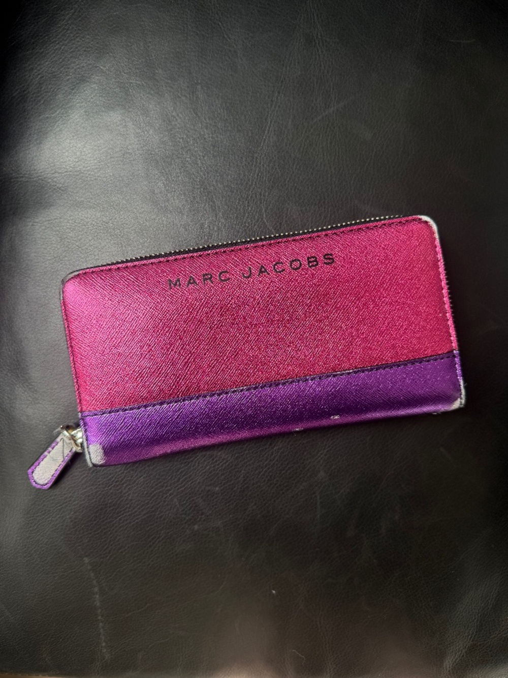 Marc Jacobs Metallic Leather Zip Around Wallet